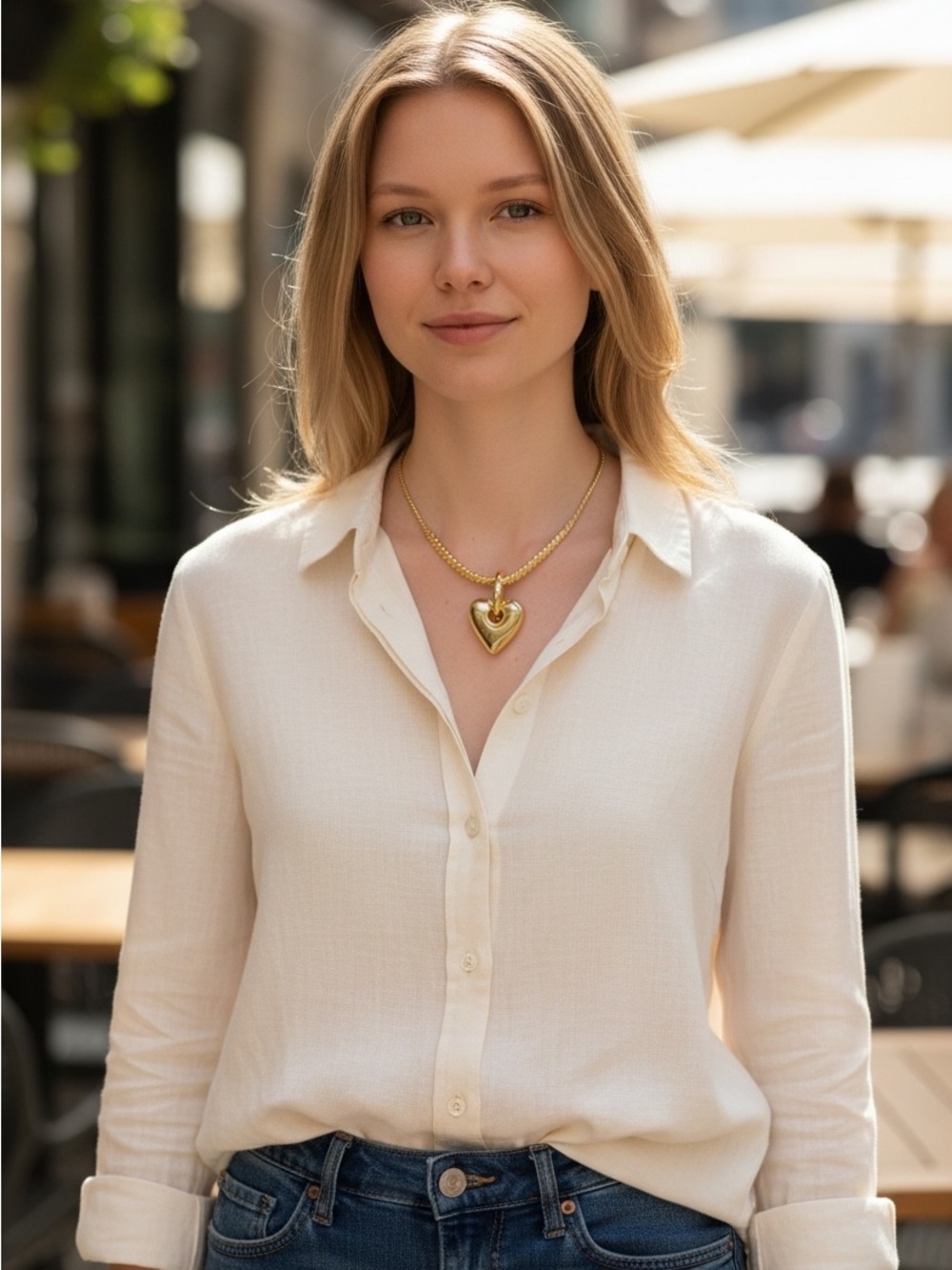 J. Crew Factory Gold Heart Pendant Necklace
